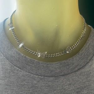 silver butterfly choker
